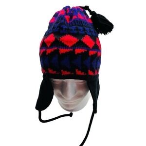 Capello Adult Wool Fair Isle Tassel Top Earflap Knit Beanie Hat OSFM Colorful